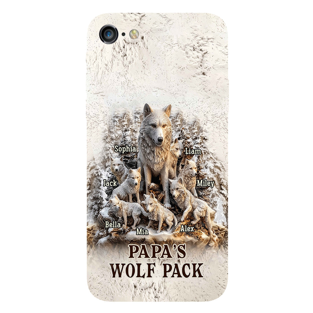 Coque de téléphone personnalisée « La meute de loups de papa » avec impression intégrale