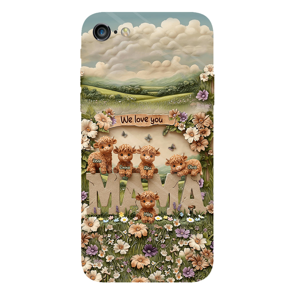 Coque de téléphone personnalisée avec motif vache des Highlands mignonne, maman et grand-mère - Coque de téléphone imprimée intégralement pour maman