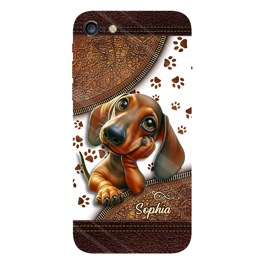Coque de téléphone personnalisée avec un adorable teckel et un motif intégral de chien