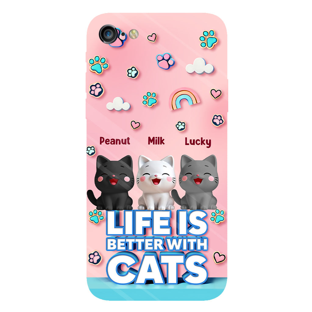 La vie est plus belle avec un chat - Coque de téléphone personnalisée avec motif chat.