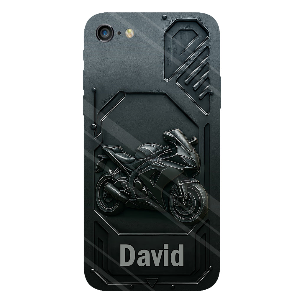 Coque de téléphone personnalisée pour motard, style cruiser/sportif, avec impression intégrale.