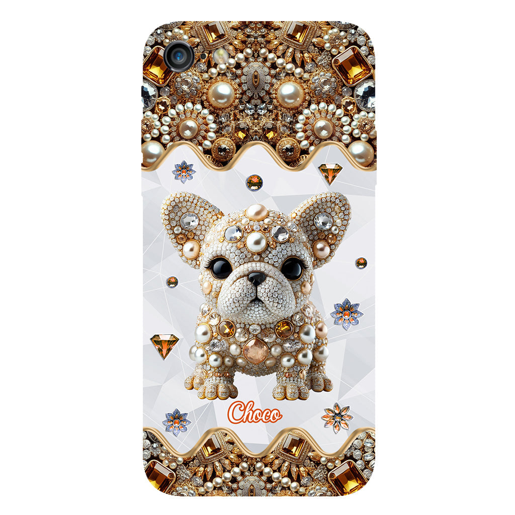 Coque de téléphone personnalisée avec motif intégral de bouledogue français « J’adore »