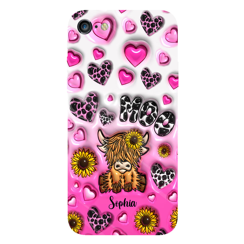 Sunflower Highland Cow - Personalized Full Print Phone Case