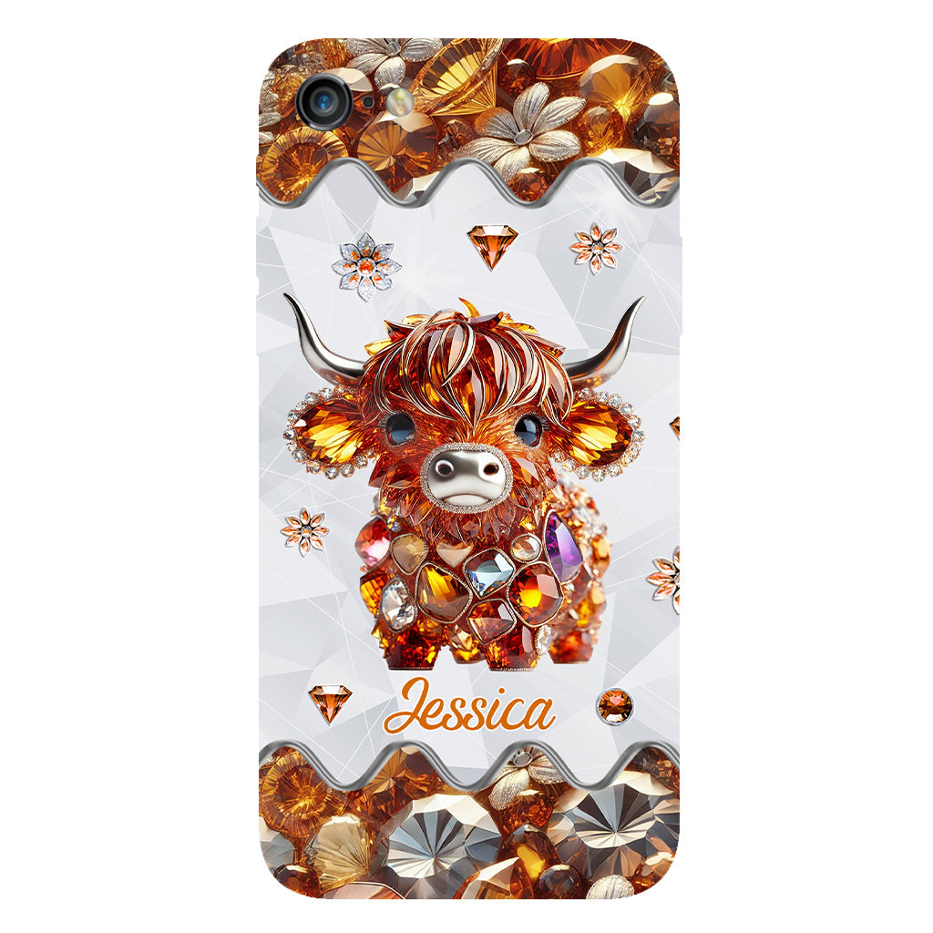 Coque de téléphone personnalisée avec impression intégrale « Juste une fille qui aime les vaches des Highlands »