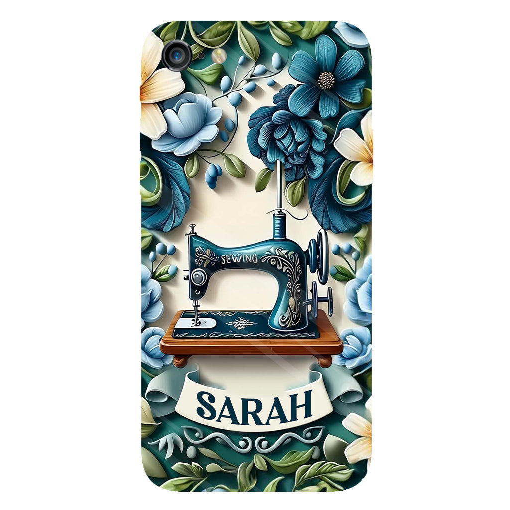 Blue Sewing Machine - Personalized Sewing Full Print Phone Case