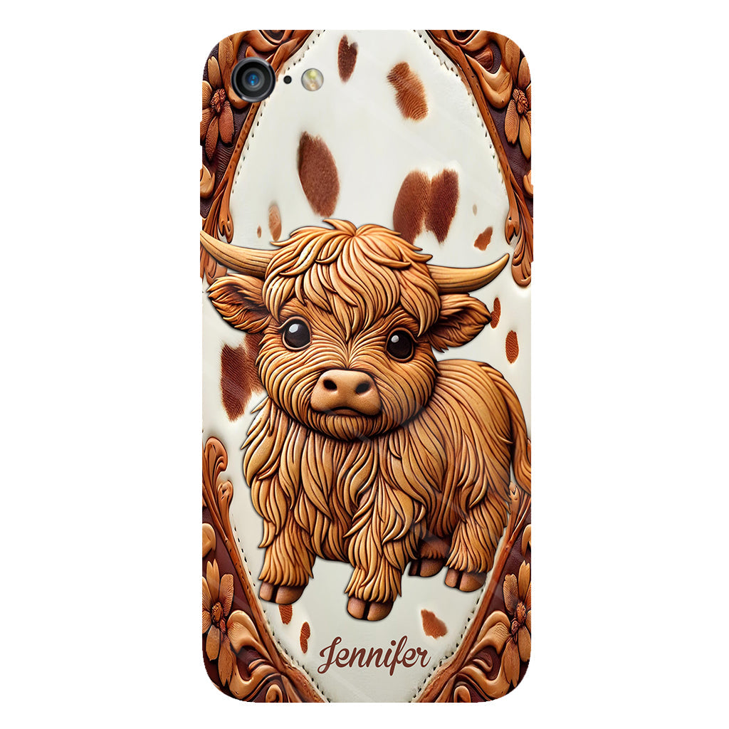 Coque de téléphone personnalisée avec impression intégrale « J’adore les vaches des Highlands »
