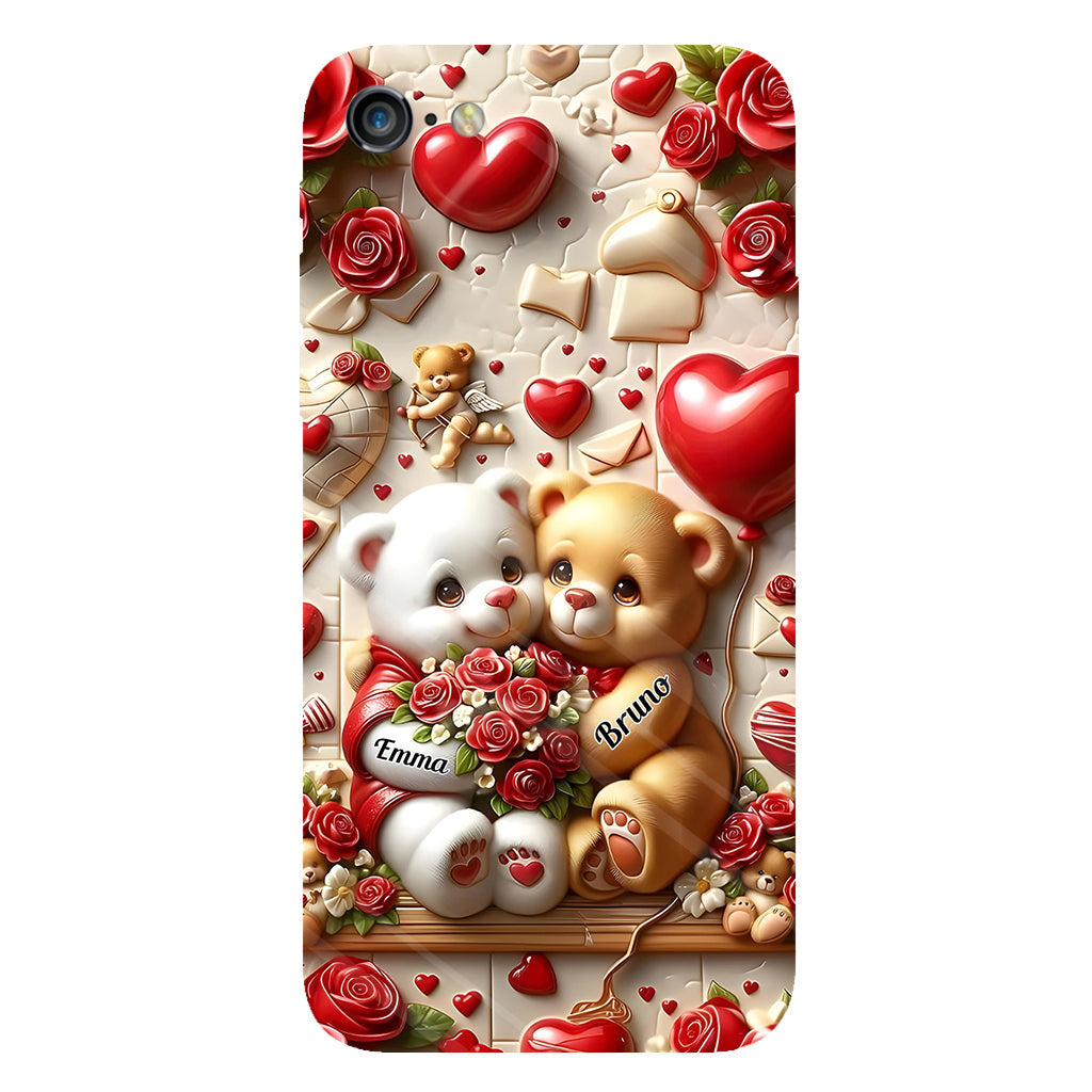 Couple d'ours mignons - Coque de téléphone personnalisée avec impression intégrale pour couple