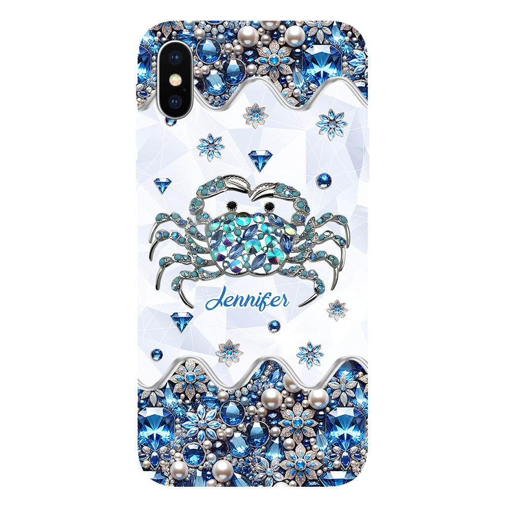 Élégante coque de téléphone personnalisée « Crabe bleu élégant » pour amoureux de la mer