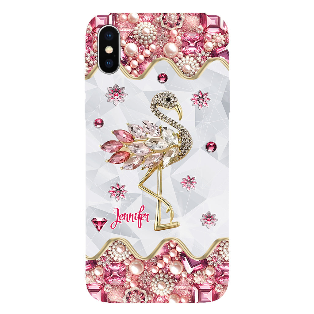 Juste une fille qui aime les flamants roses - Coque de téléphone personnalisée avec impression intégrale de flamants roses