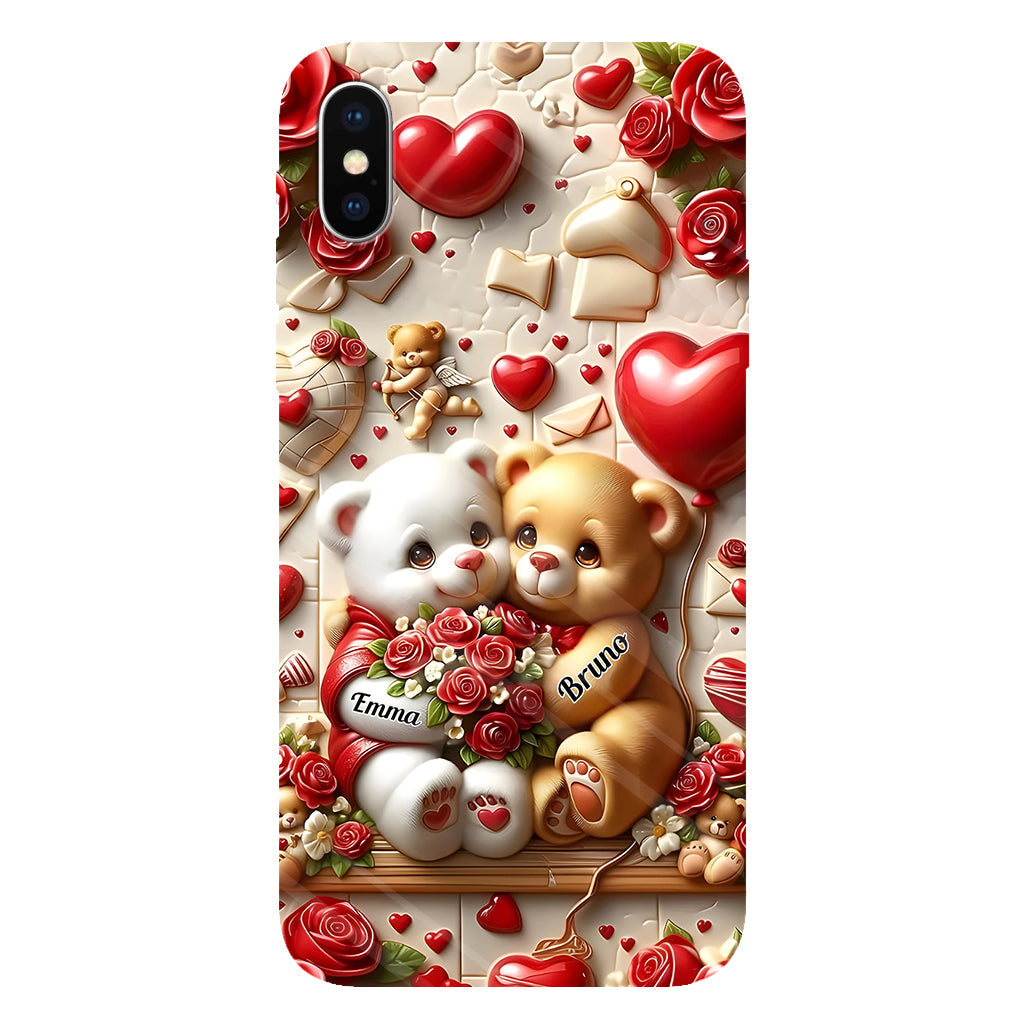 Couple d'ours mignons - Coque de téléphone personnalisée avec impression intégrale pour couple