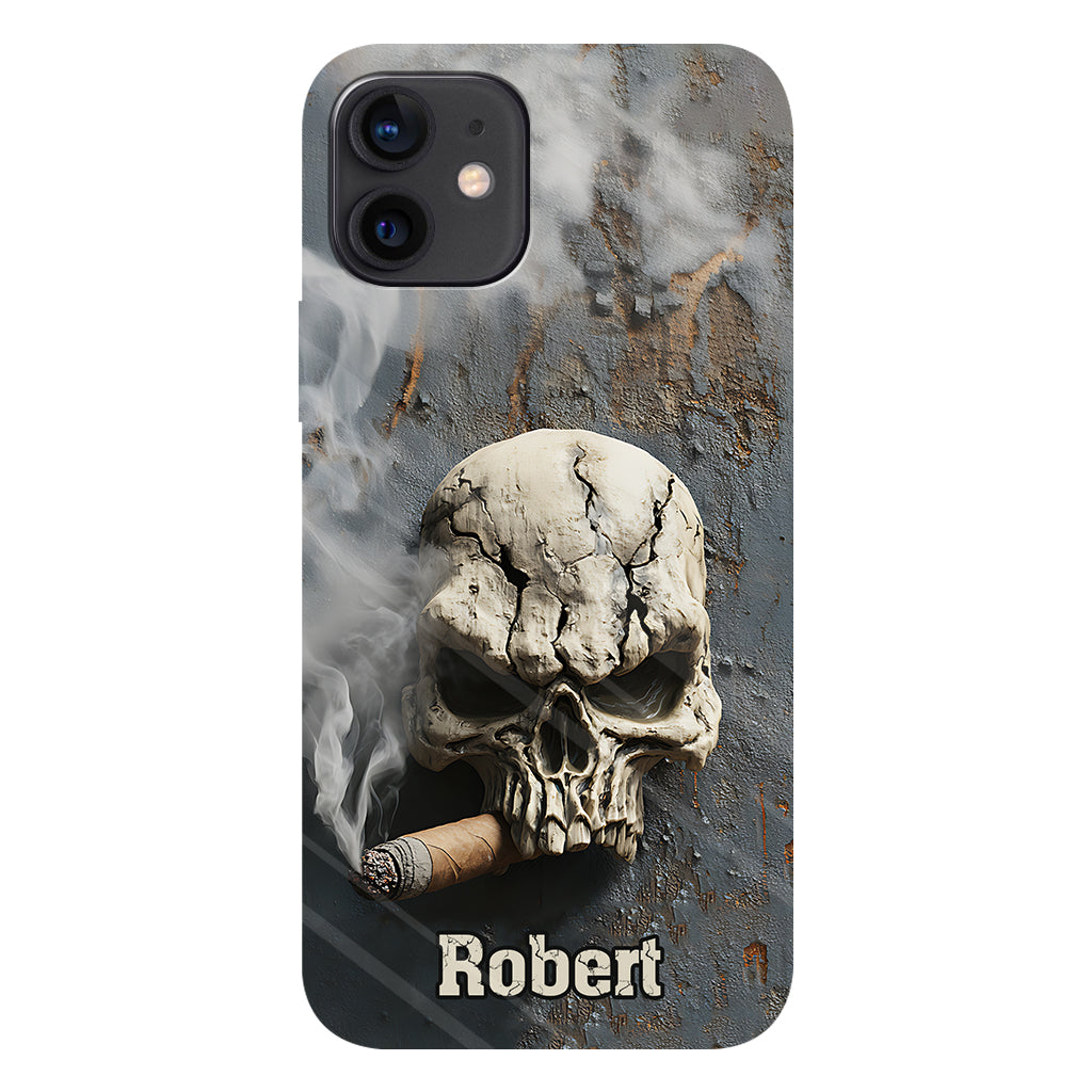 Coque de téléphone personnalisée Skull Cigar - Motif crâne intégral