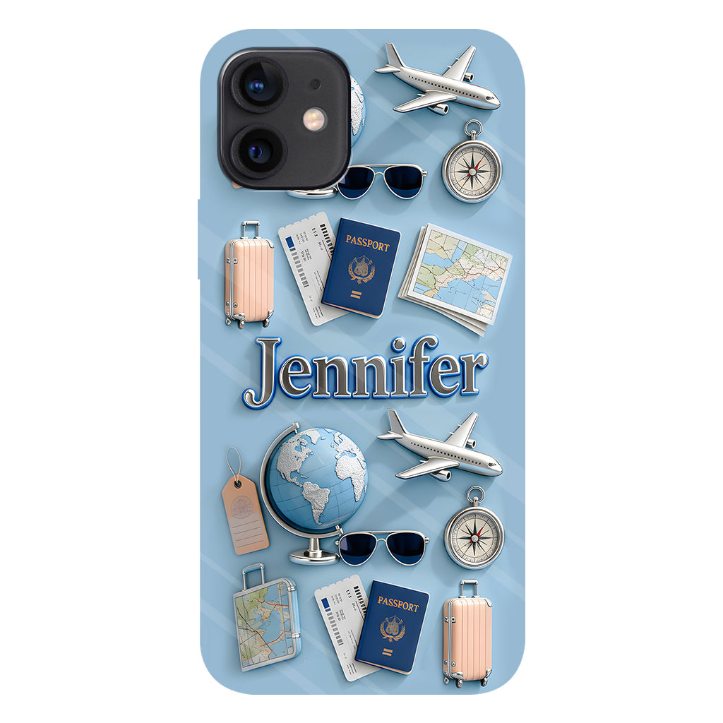 Une fille qui adore voyager - Coque de téléphone personnalisée avec impression intégrale sur le thème du voyage