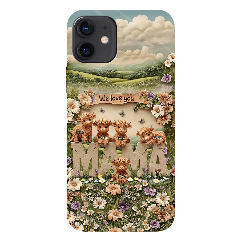 Coque de téléphone personnalisée avec motif vache des Highlands mignonne, maman et grand-mère - Coque de téléphone imprimée intégralement pour maman