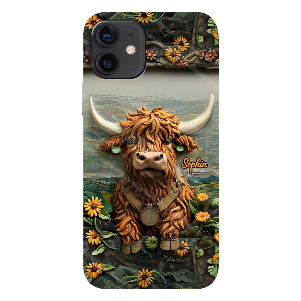 Coque de téléphone personnalisée avec imprimé vache des Highlands - Mignonne vache des Highlands