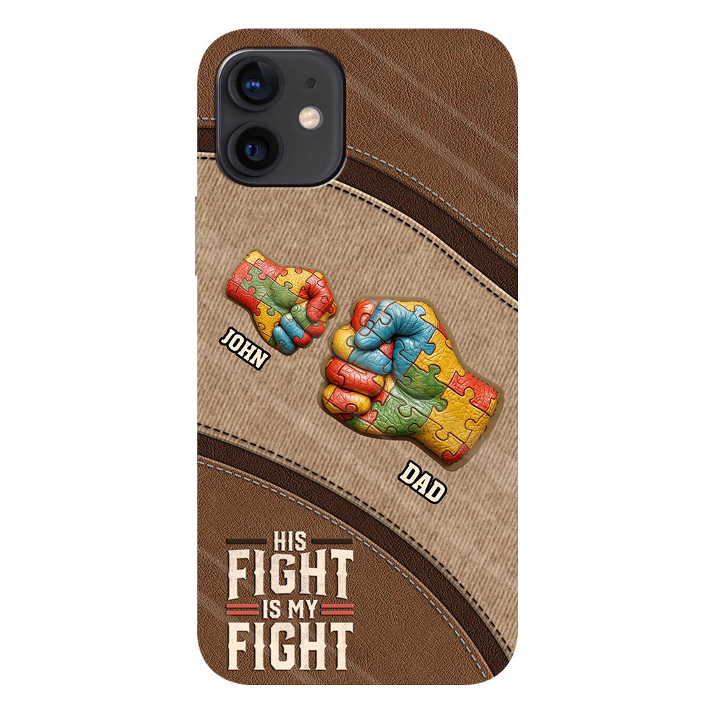 Son combat est mon combat - Coque de téléphone personnalisée avec impression intégrale pour la sensibilisation à l'autisme