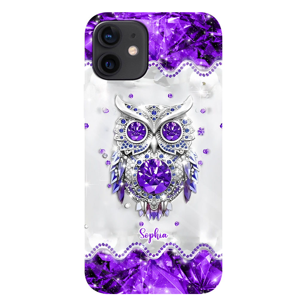 Purple Owl - Personalized Owl Full Print Phone Case