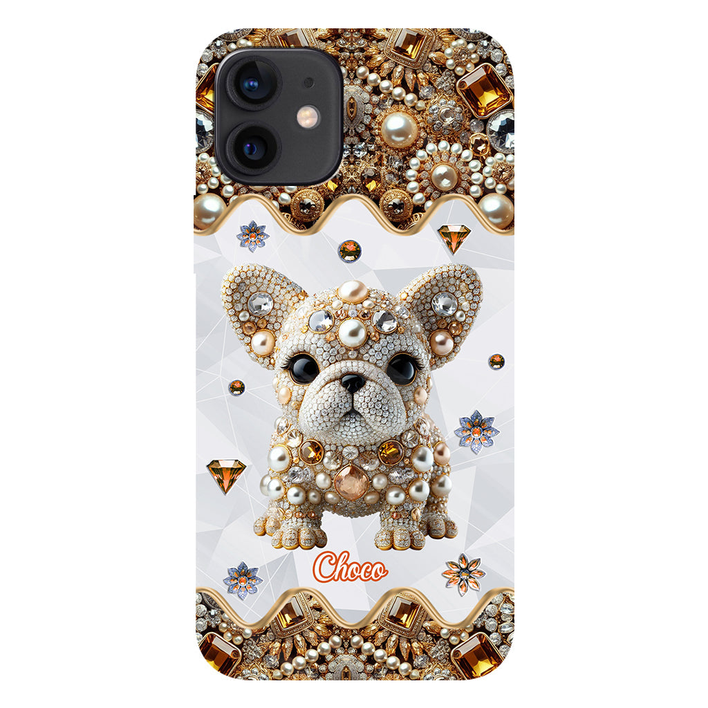 Coque de téléphone personnalisée avec motif intégral de bouledogue français « J’adore »