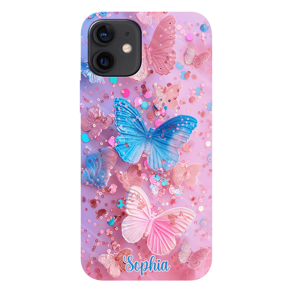 Coque de téléphone personnalisée avec motif papillon scintillant - Papillons scintillants