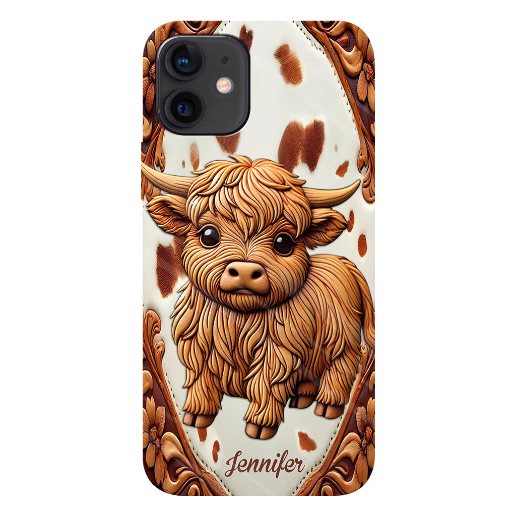 Coque de téléphone personnalisée avec impression intégrale « J’adore les vaches des Highlands »