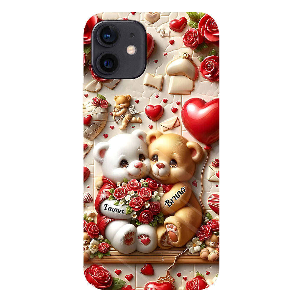 Couple d'ours mignons - Coque de téléphone personnalisée avec impression intégrale pour couple