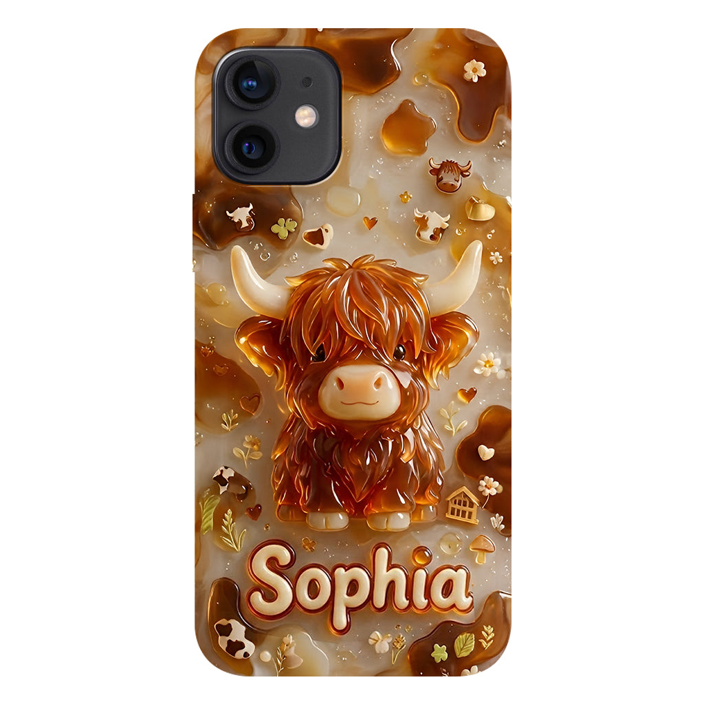 Highland Cow 3D Jelly Effect - Personalized Highland Cow Full Print Phone Case