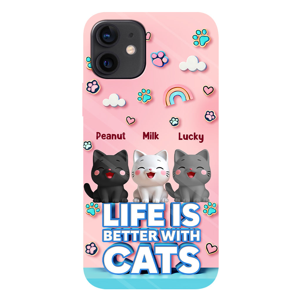 La vie est plus belle avec un chat - Coque de téléphone personnalisée avec motif chat.