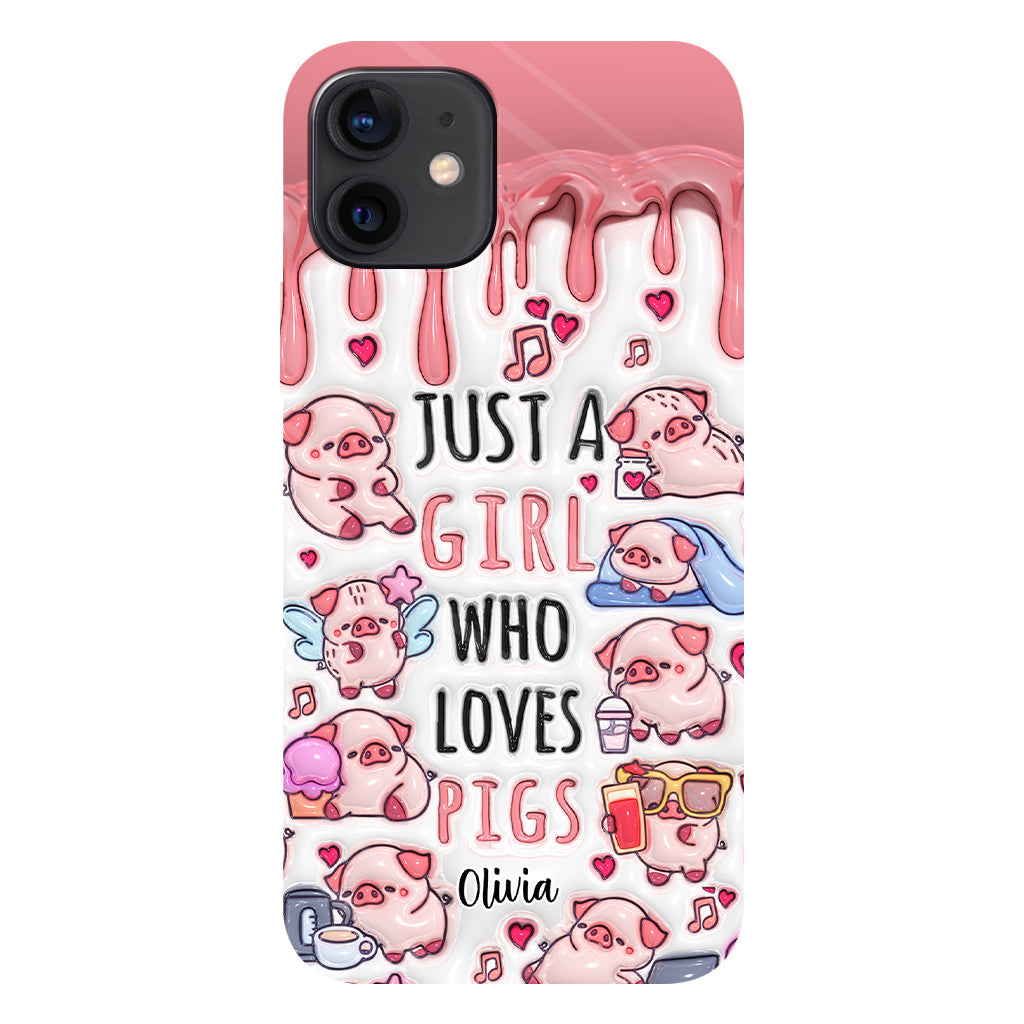Just A Girl Who Loves Pigs - Personalized Pig Lover Full Print Phone Case