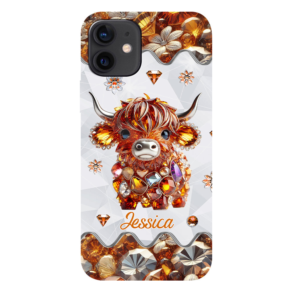 Coque de téléphone personnalisée avec impression intégrale « Juste une fille qui aime les vaches des Highlands »