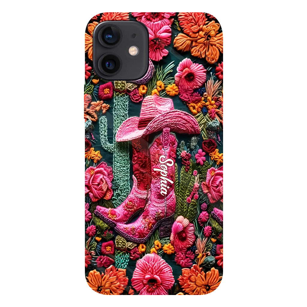 Coque de téléphone personnalisée « Cowgirl rose » avec imprimé intégral