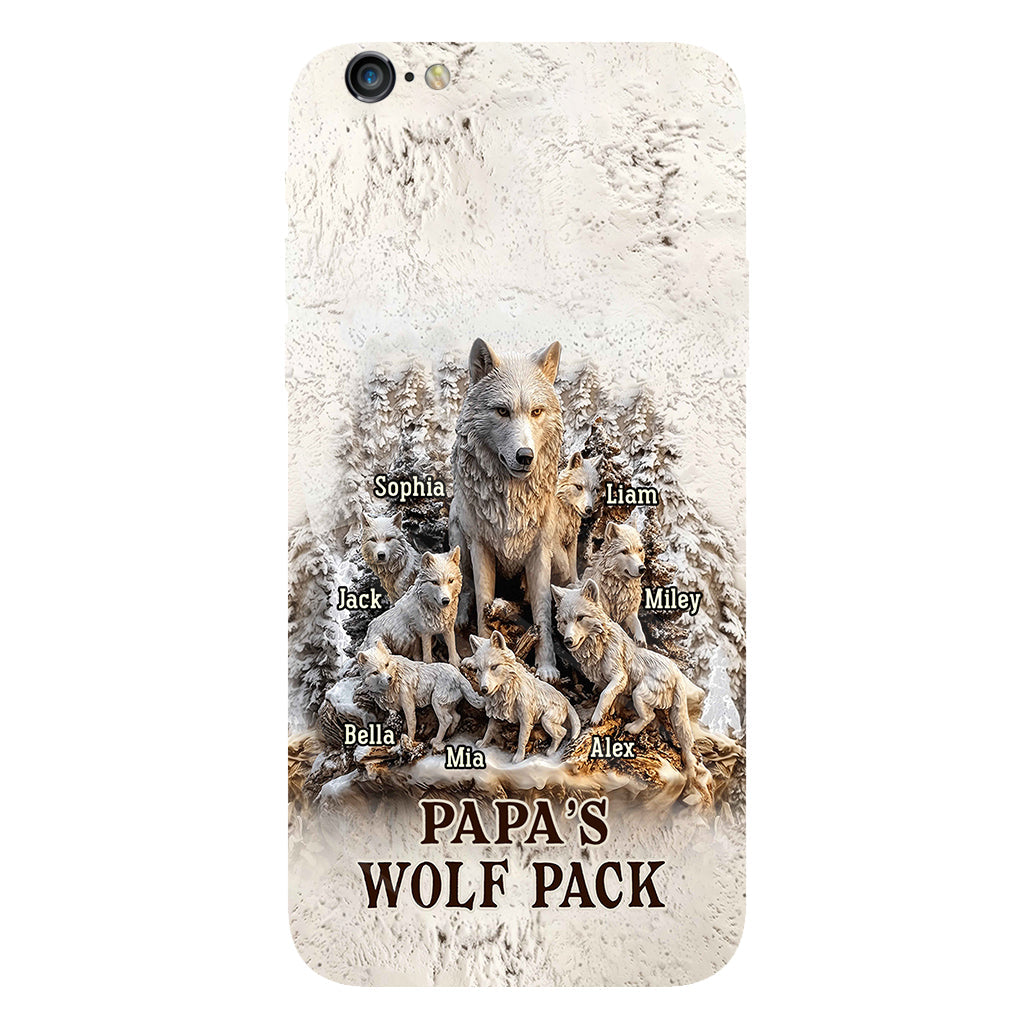 Coque de téléphone personnalisée « La meute de loups de papa » avec impression intégrale