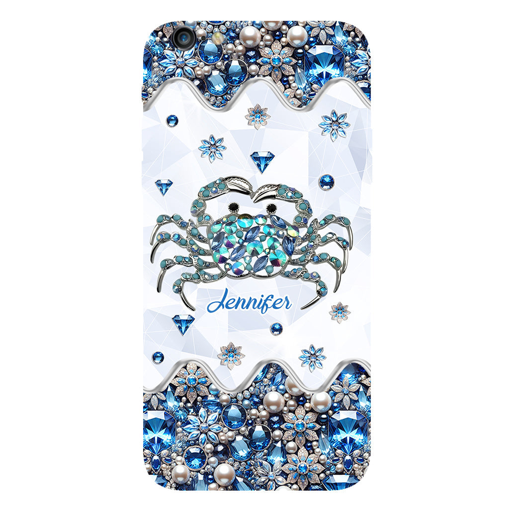 Élégante coque de téléphone personnalisée « Crabe bleu élégant » pour amoureux de la mer