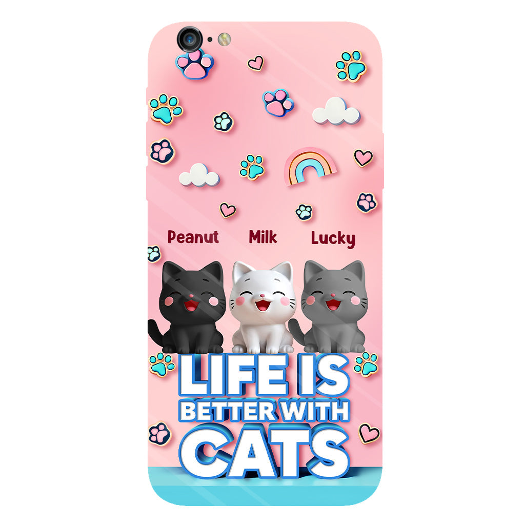 La vie est plus belle avec un chat - Coque de téléphone personnalisée avec motif chat.
