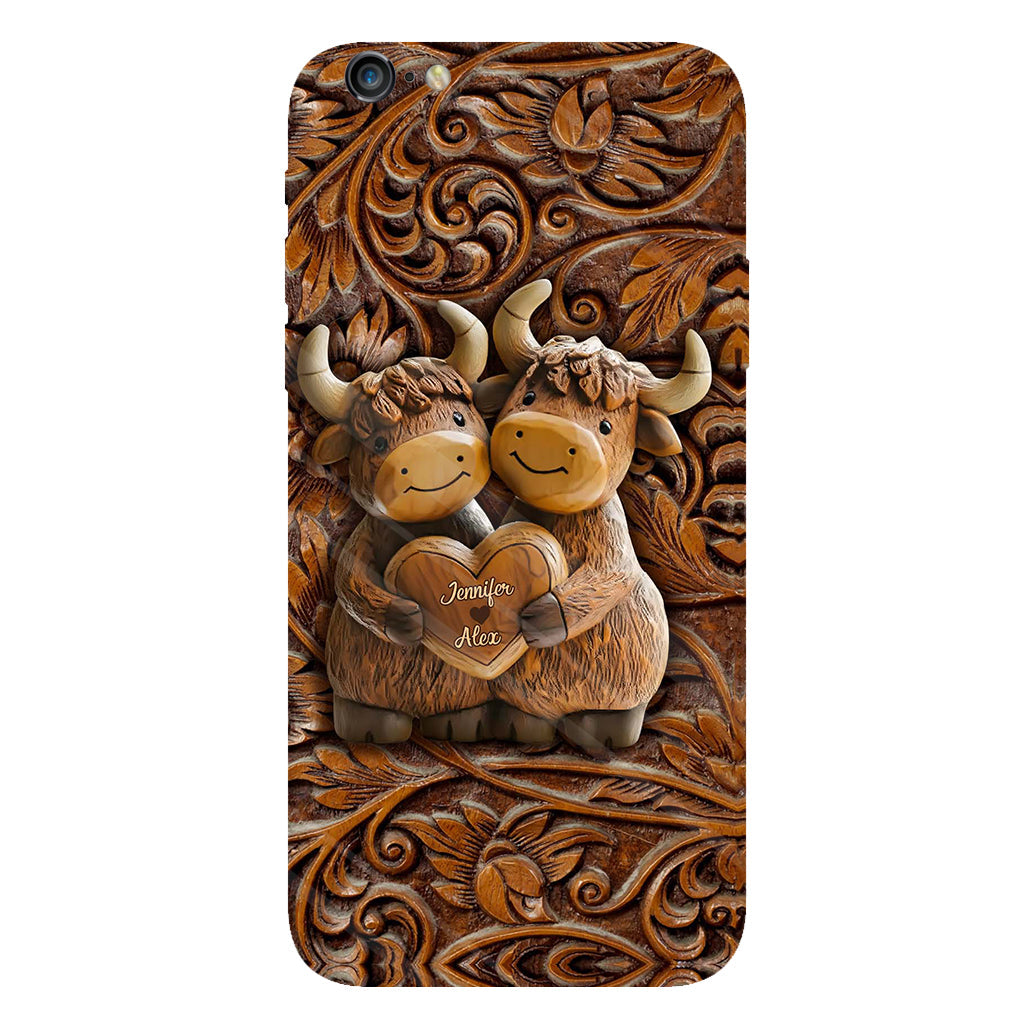 Couple de vaches des Highlands mignon - Coque de téléphone personnalisée avec imprimé intégral de vaches des Highlands