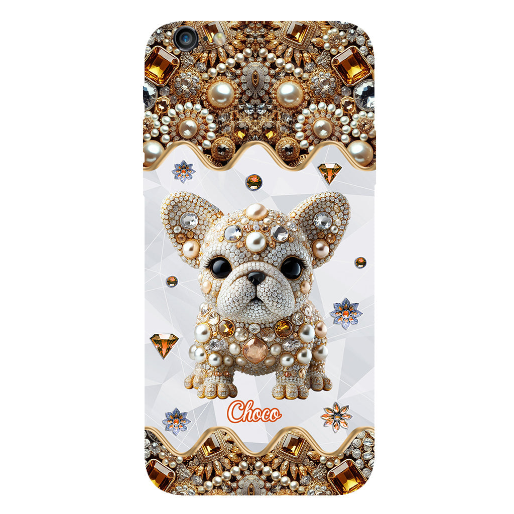 Coque de téléphone personnalisée avec motif intégral de bouledogue français « J’adore »