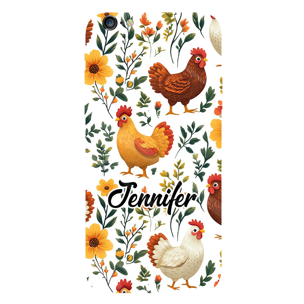 Coque de téléphone personnalisée avec motif de poules fleuries mignonnes - Coque de téléphone imprimée avec des poules - Motifs de poules - Mignonnes
