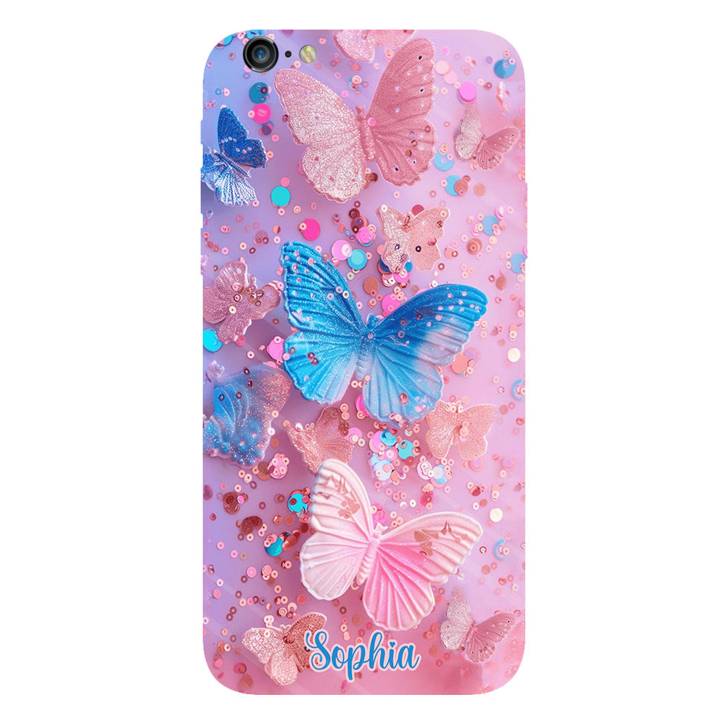 Coque de téléphone personnalisée avec motif papillon scintillant - Papillons scintillants