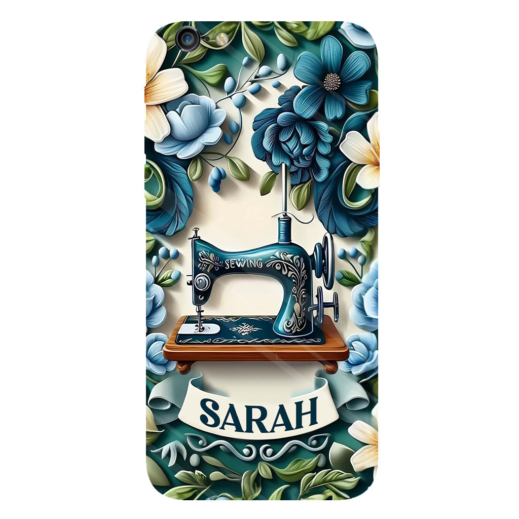 Blue Sewing Machine - Personalized Sewing Full Print Phone Case