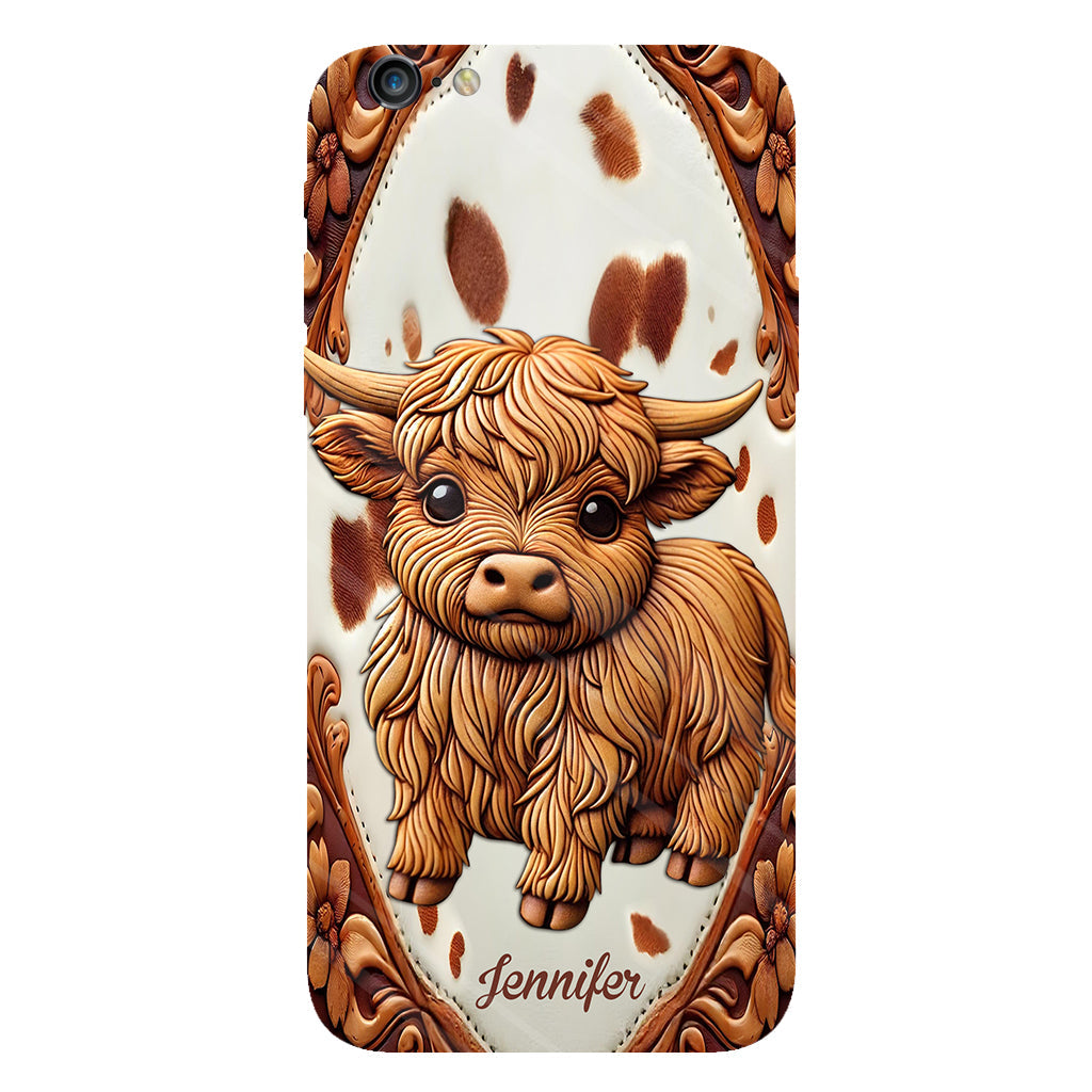 Coque de téléphone personnalisée avec impression intégrale « J’adore les vaches des Highlands »