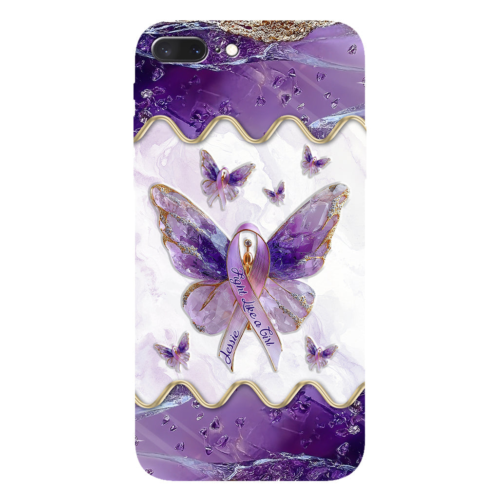 Combattez comme une fille - Coque de téléphone personnalisée avec impression intégrale pour la sensibilisation au lupus