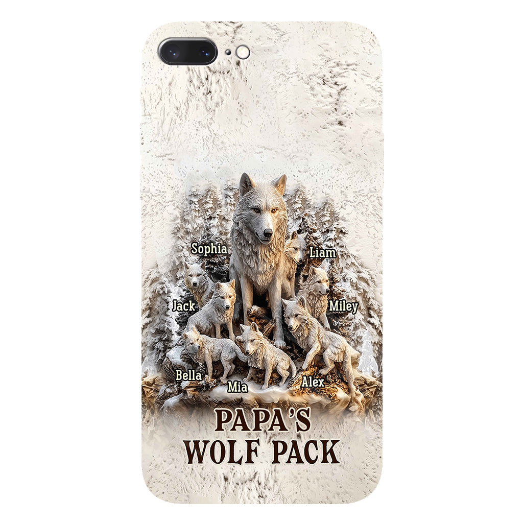 Coque de téléphone personnalisée « La meute de loups de papa » avec impression intégrale
