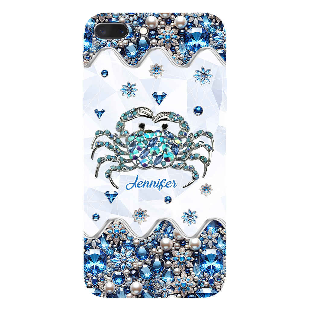 Élégante coque de téléphone personnalisée « Crabe bleu élégant » pour amoureux de la mer