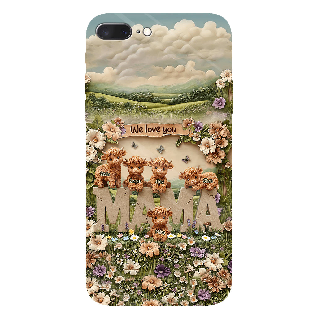 Coque de téléphone personnalisée avec motif vache des Highlands mignonne, maman et grand-mère - Coque de téléphone imprimée intégralement pour maman