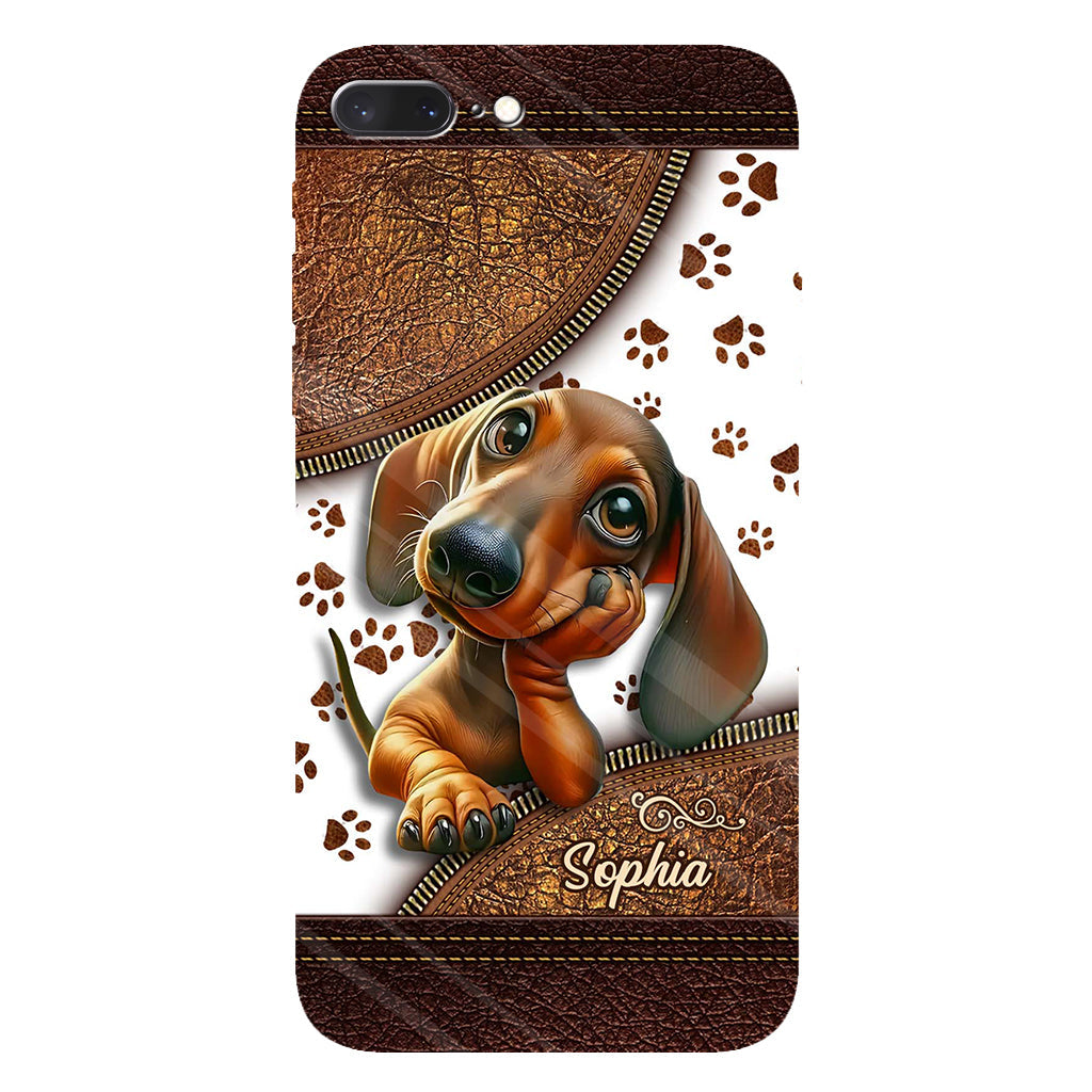Coque de téléphone personnalisée avec un adorable teckel et un motif intégral de chien