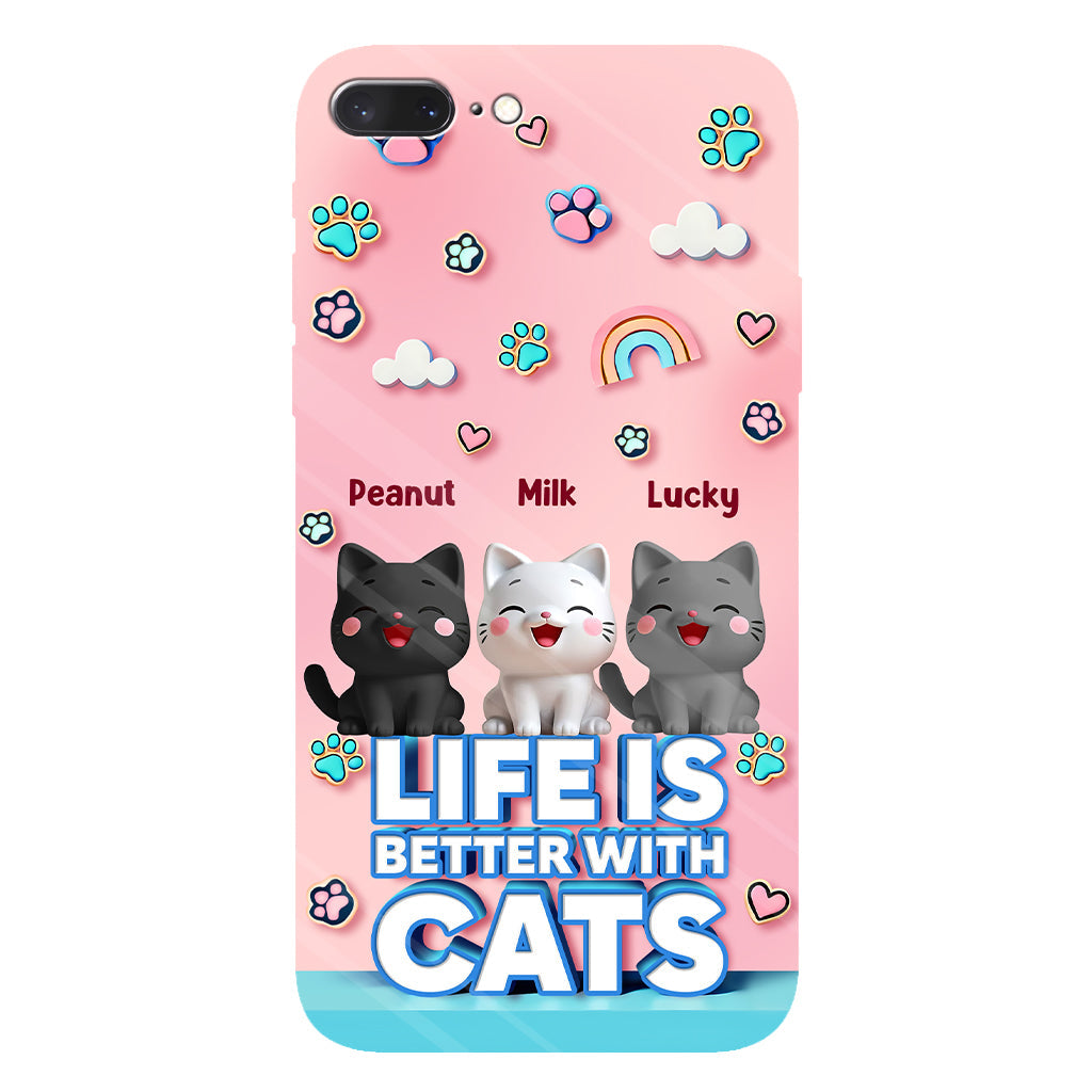 La vie est plus belle avec un chat - Coque de téléphone personnalisée avec motif chat.