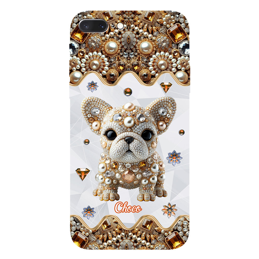 Coque de téléphone personnalisée avec motif intégral de bouledogue français « J’adore »