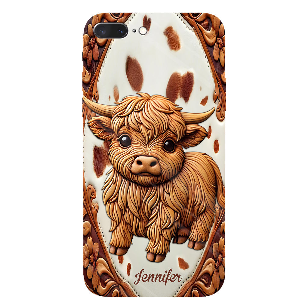 Coque de téléphone personnalisée avec impression intégrale « J’adore les vaches des Highlands »