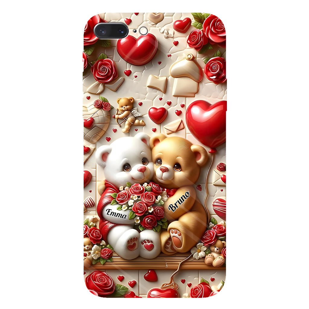 Couple d'ours mignons - Coque de téléphone personnalisée avec impression intégrale pour couple
