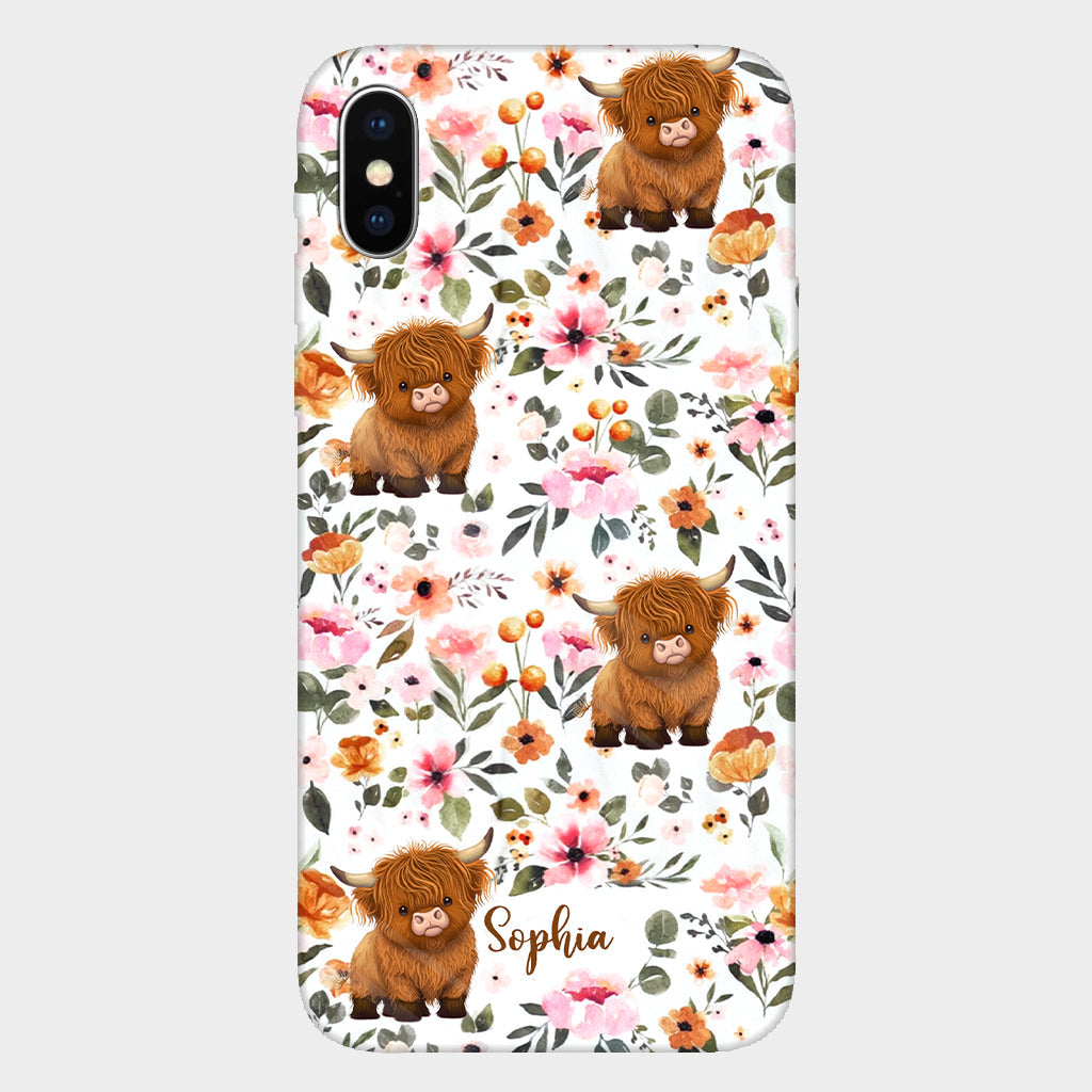 Coque de téléphone personnalisée avec motif vache des Highlands et imprimé intégral