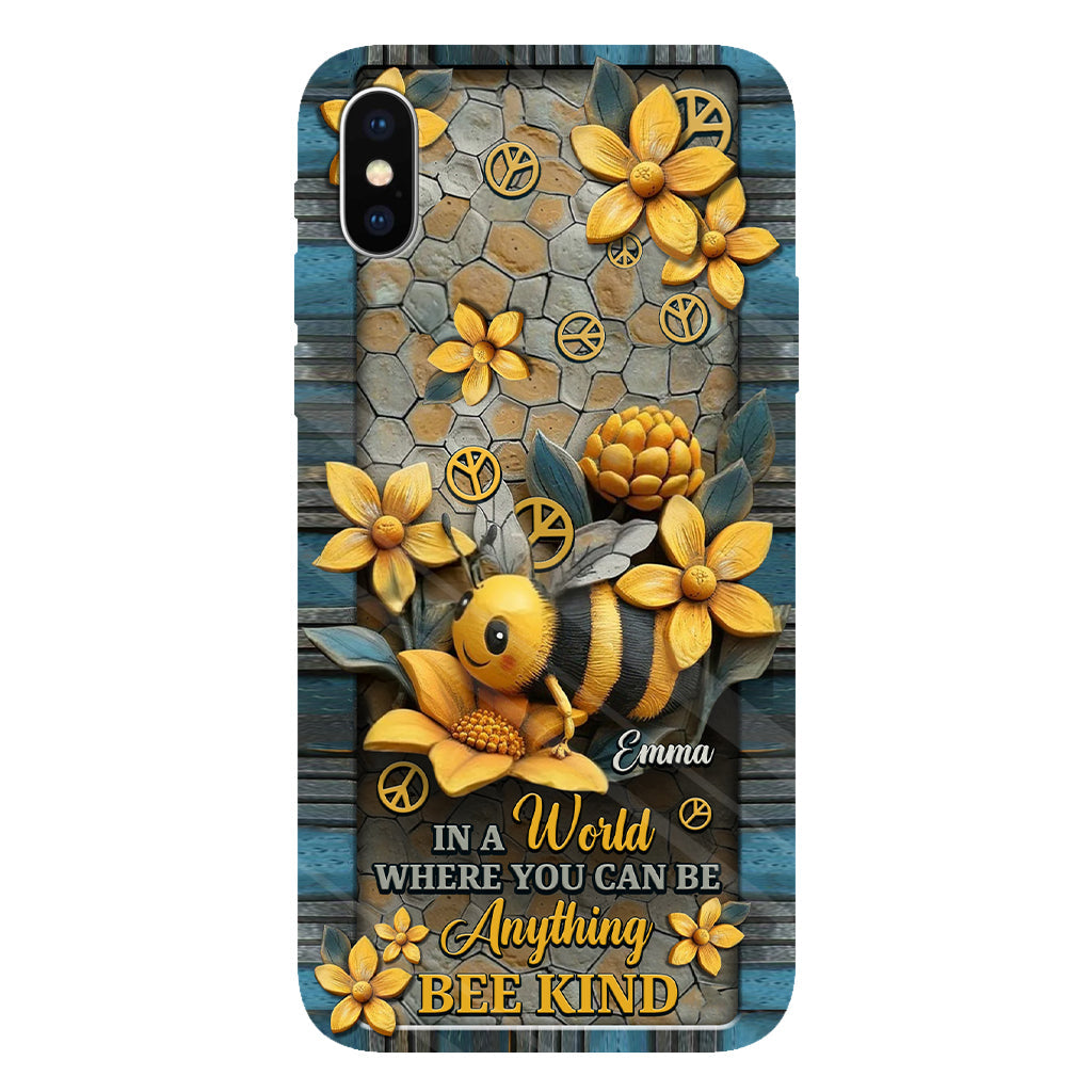 In A World Where You Can Be Anything Be Kind - Personalized Hippie Full Print Phone Case