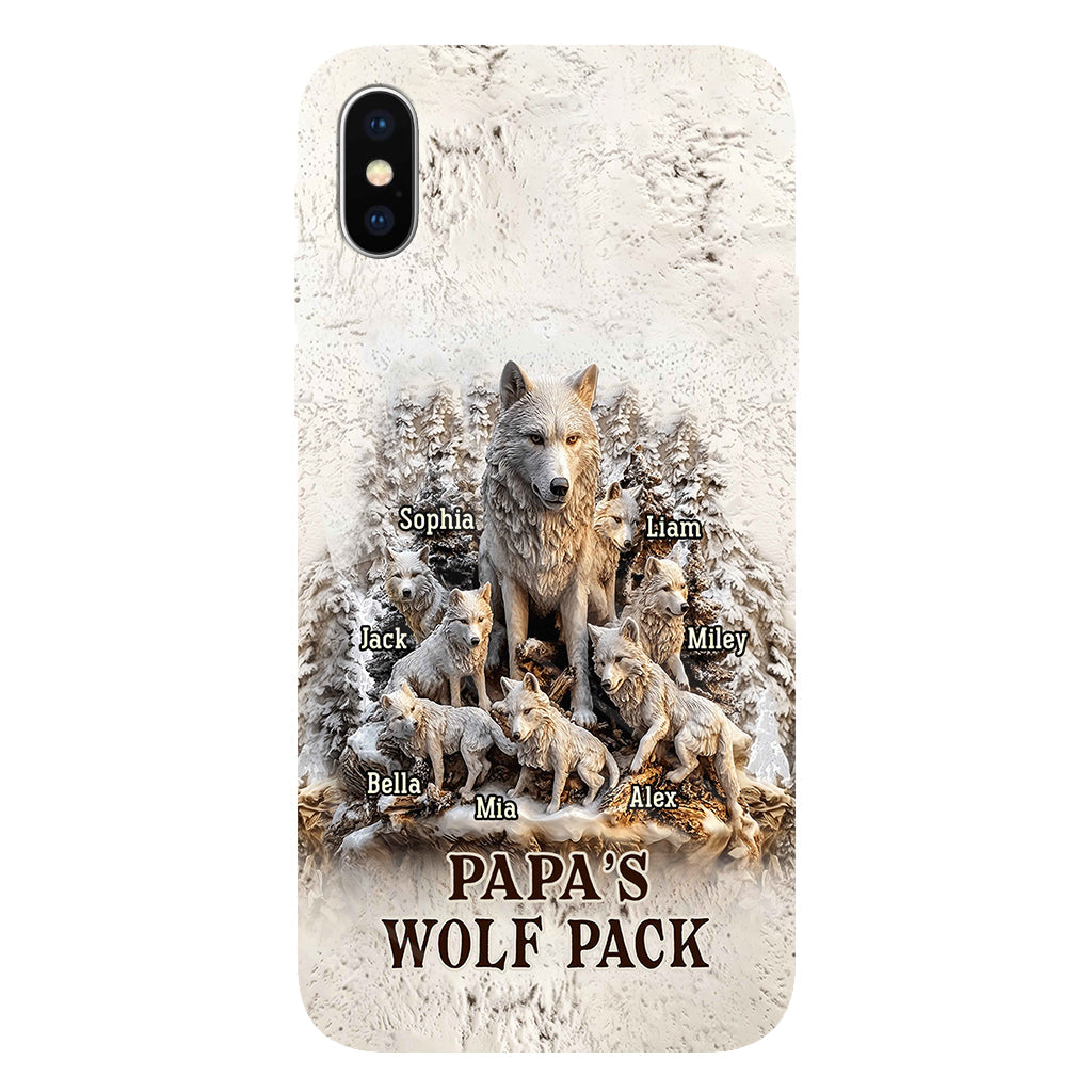 Coque de téléphone personnalisée « La meute de loups de papa » avec impression intégrale